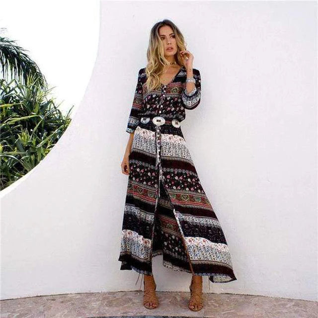 Vintage Bloemen Maxi Jurk van Zomerbloesem