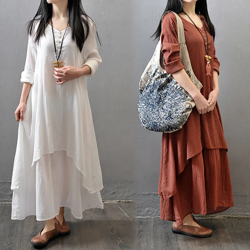 Stilvolles Leinen Sommer Maxi Kleid von Sommerlicher Chic