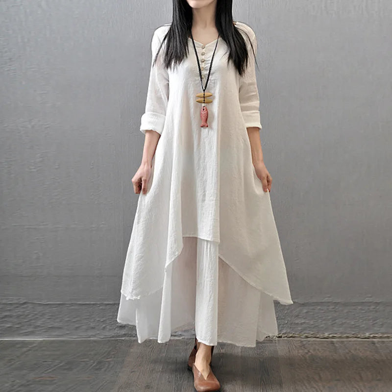 Stilvolles Leinen Sommer Maxi Kleid von Sommerlicher Chic
