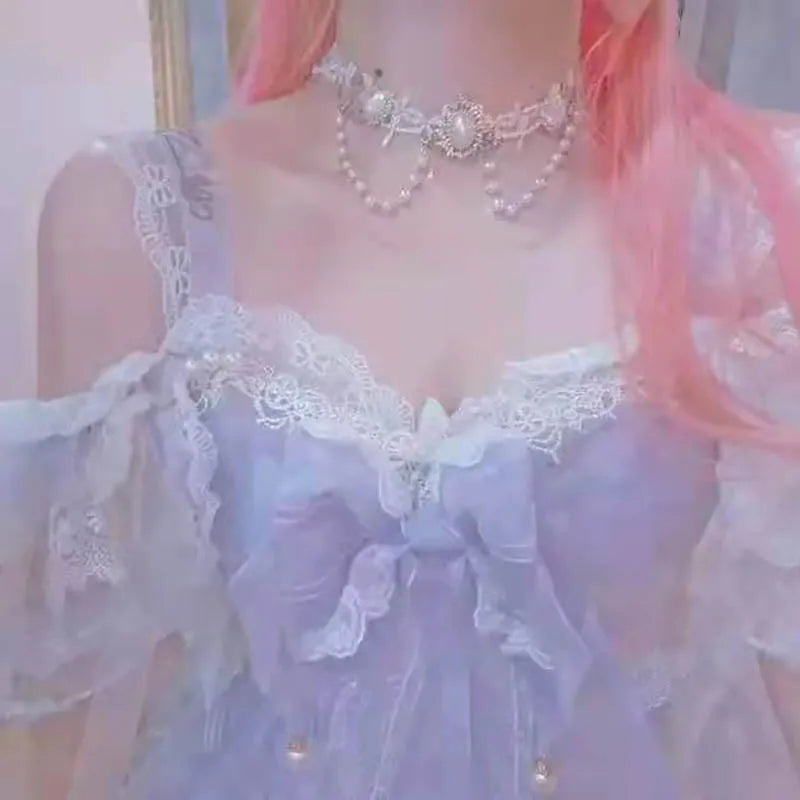 Luna Lolita Perlenhalsband mit Spitze und Liebe