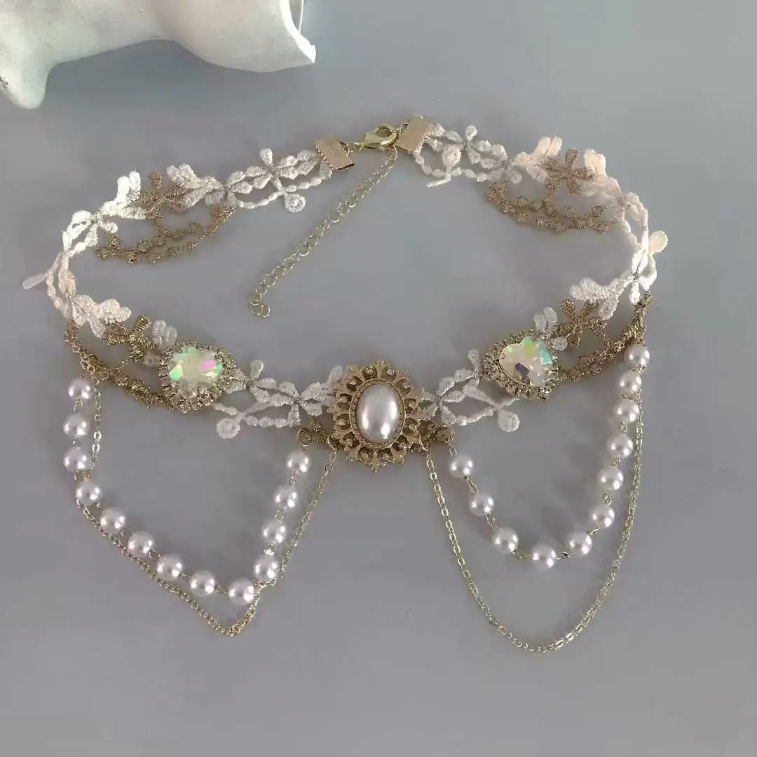 Luna Lolita Perlenhalsband mit Spitze und Liebe