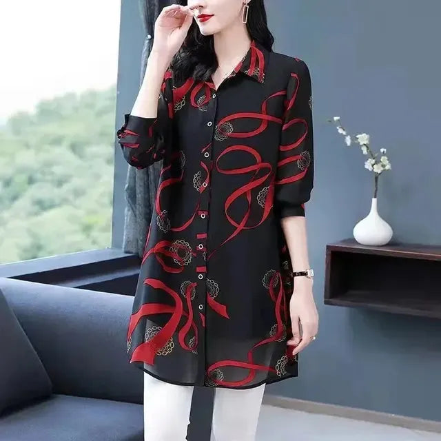 Vrouwelijke Bloemenprint Blouse voor Voorjaar en Zomer