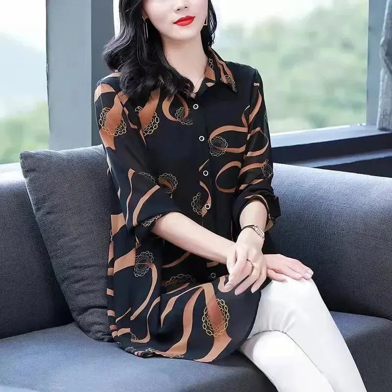 Vrouwelijke Bloemenprint Blouse voor Voorjaar en Zomer