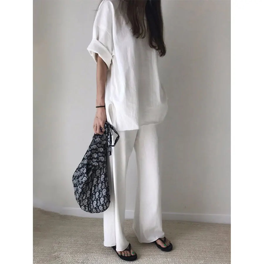 ModeMagie Loose-Fitting Pants With Round Neck Set
