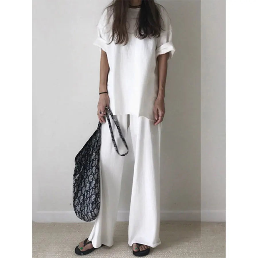 ModeMagie Loose-Fitting Pants With Round Neck Set