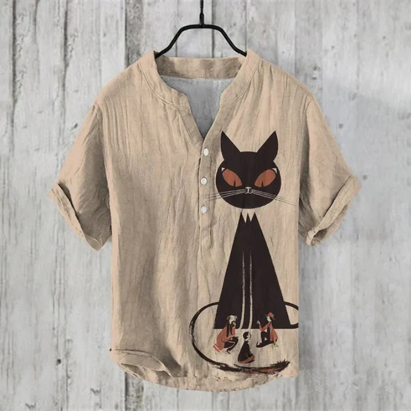 Lucas | Overhemd met kattenprint
