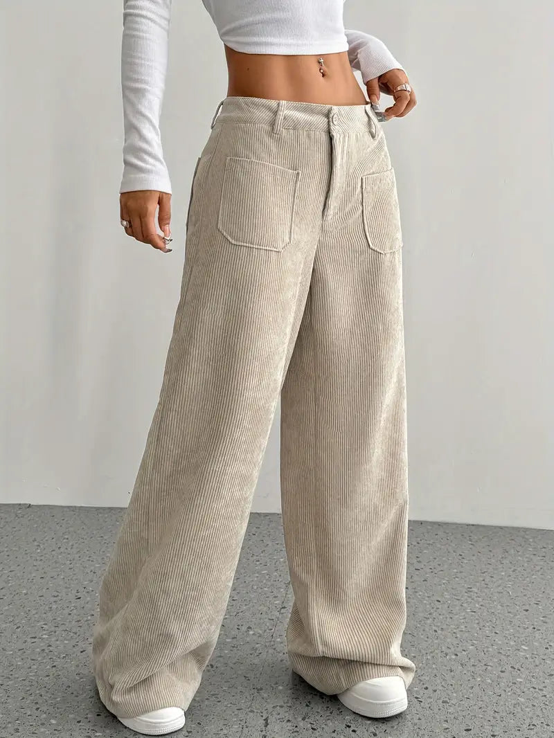 Luisa | Trendy corduroy broek met hoge taille