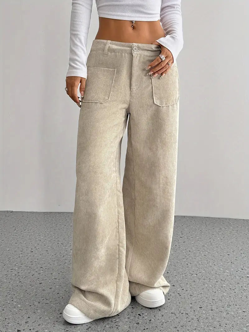Luisa | Trendy corduroy broek met hoge taille