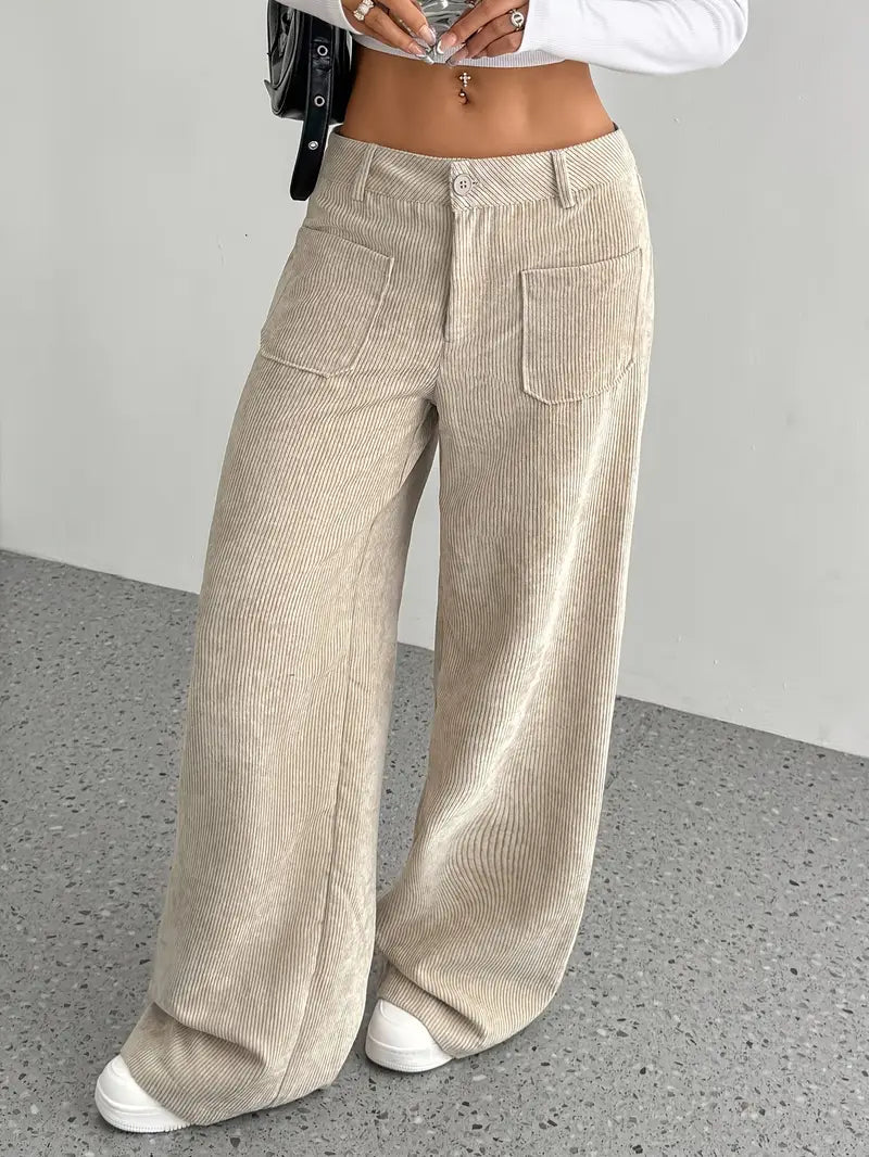 Luisa | Trendy corduroy broek met hoge taille