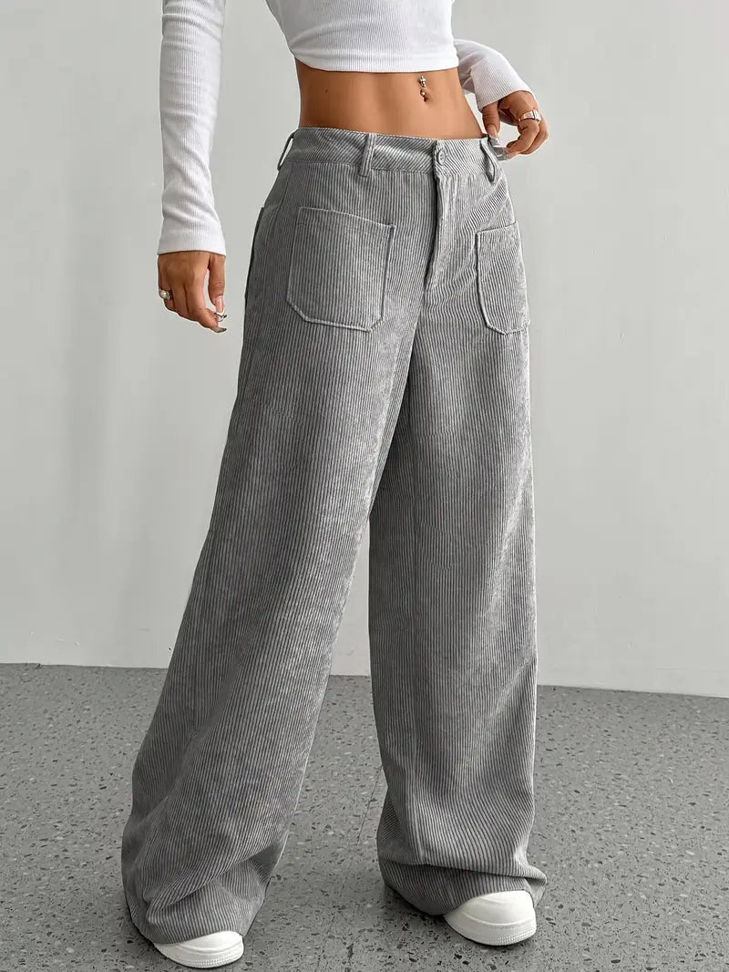 Luisa | Trendy corduroy broek met hoge taille