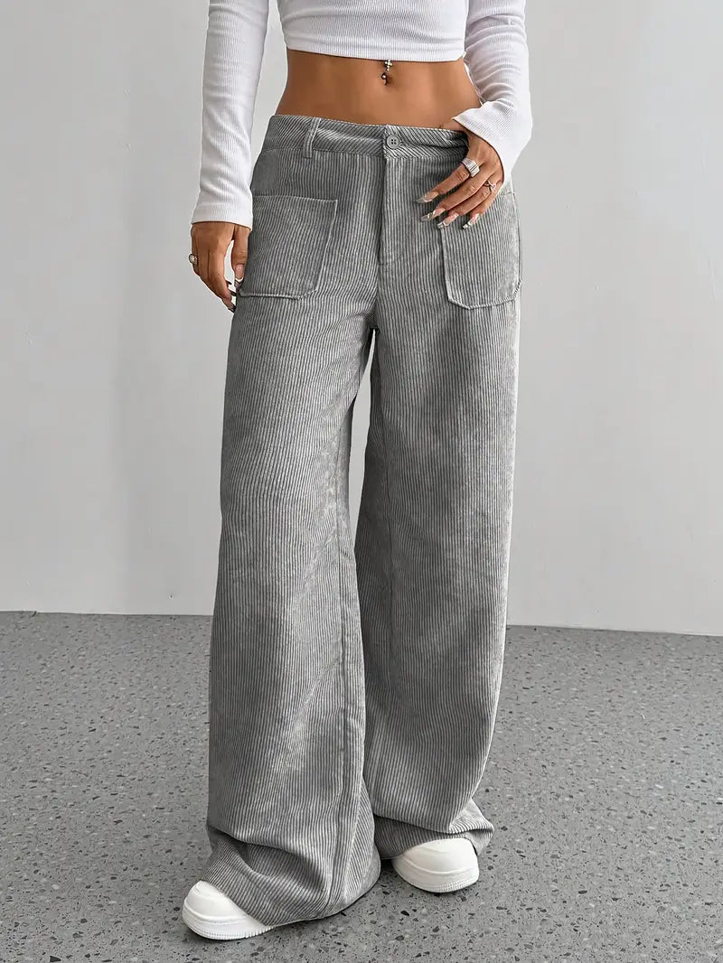 Luisa | Trendy corduroy broek met hoge taille