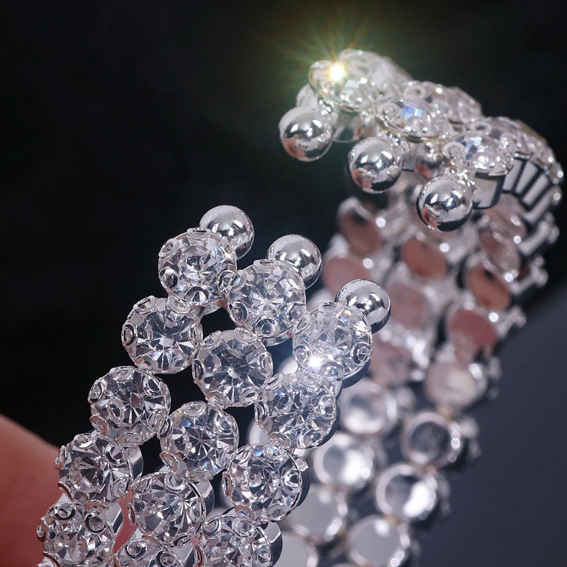 Enchanting Diamond Luxury Bracelet - Silver-Colored Open Cuff Bracelet