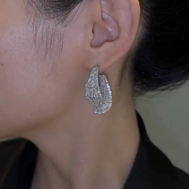 Luxe zircone doppio taglio perla orecchini a bottone