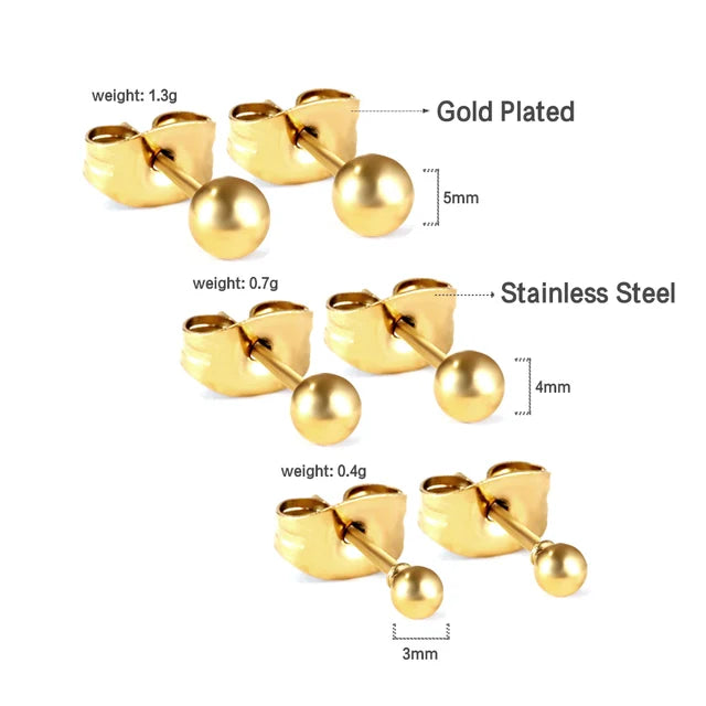GLuxusteel Edelstahl Kugelohrring Set