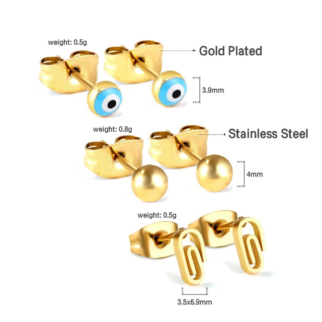 GLuxusteel Edelstahl Kugelohrring Set