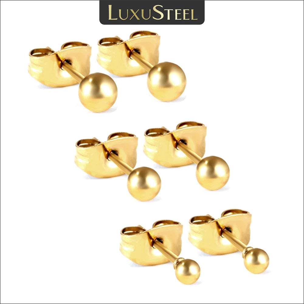 GLuxusteel Edelstahl Kugelohrring Set