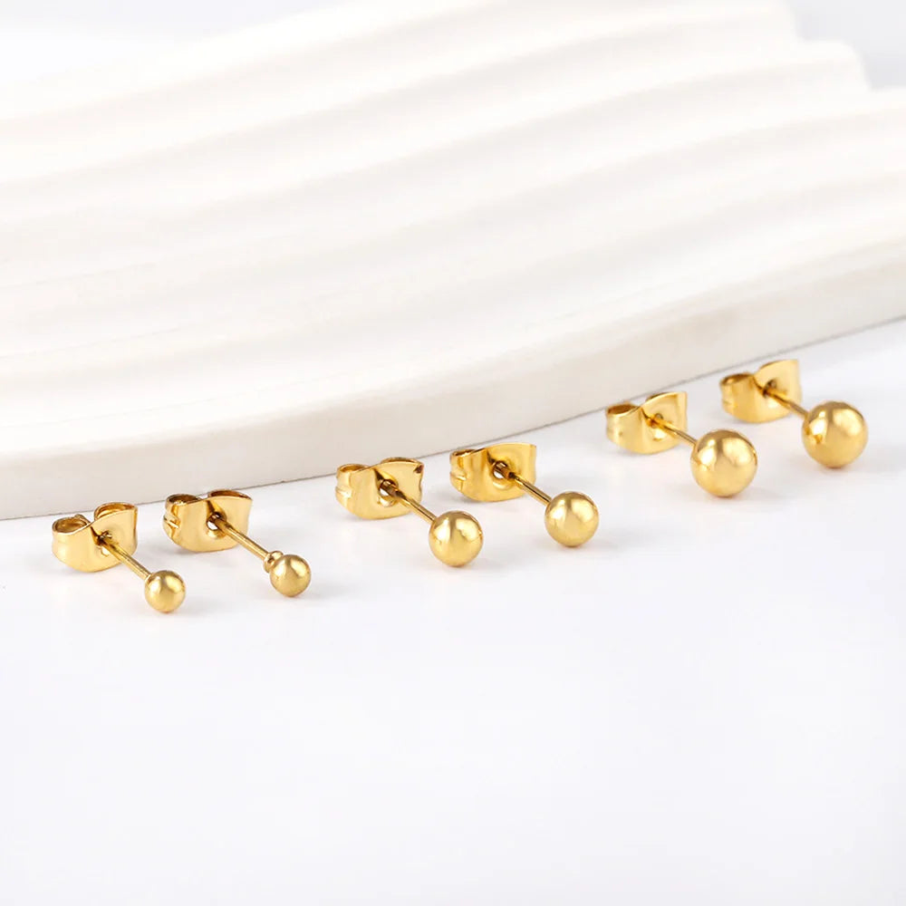GLuxusteel Edelstahl Kugelohrring Set
