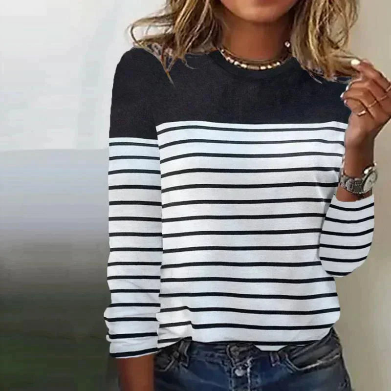 Maria | Top a motivo classico casual con maniche lunghe