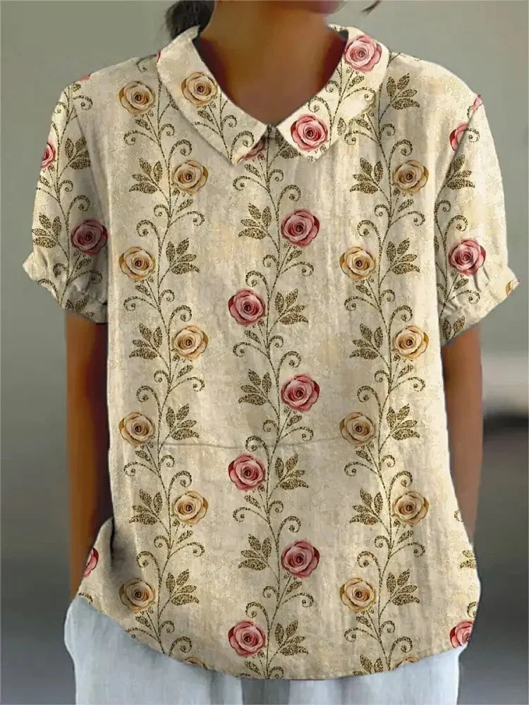 Melanie | Elegante katoenen zomerblouse met bloemenprint