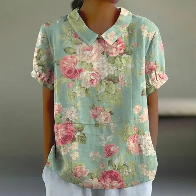 Melanie | Elegante katoenen zomerblouse met bloemenprint