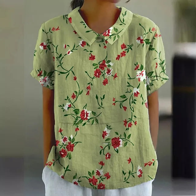 Melanie | Elegante katoenen zomerblouse met bloemenprint