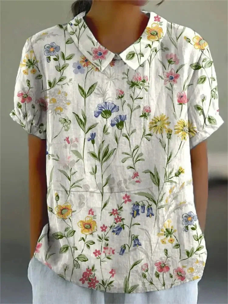 Melanie | Elegante katoenen zomerblouse met bloemenprint