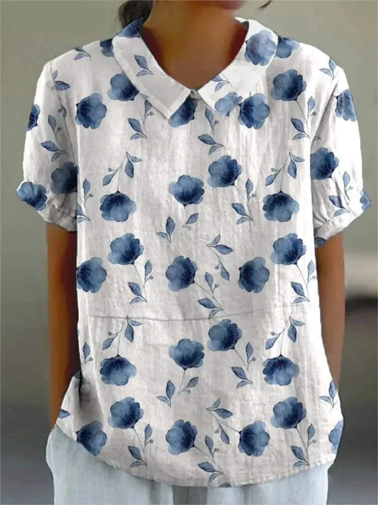 Melanie | Elegante katoenen zomerblouse met bloemenprint