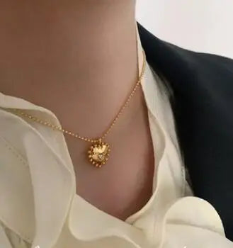 Aurum Goldene Retro Herz Halskette