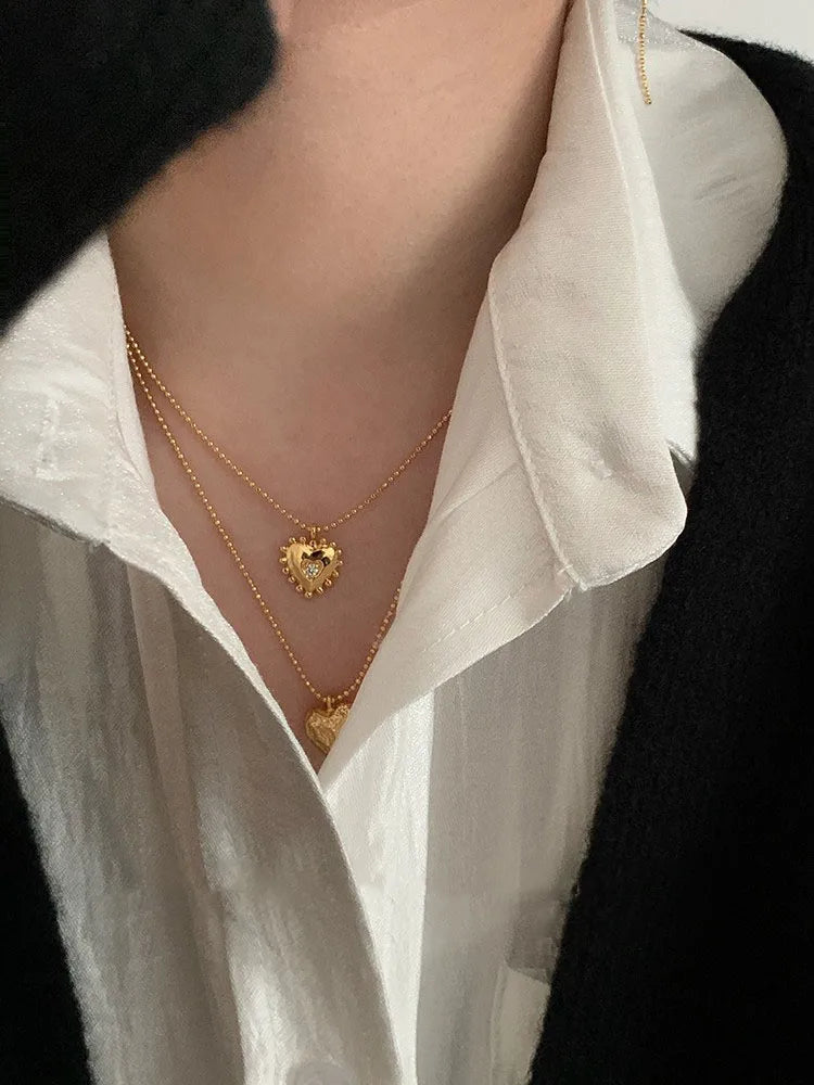 Aurum Goldene Retro Herz Halskette