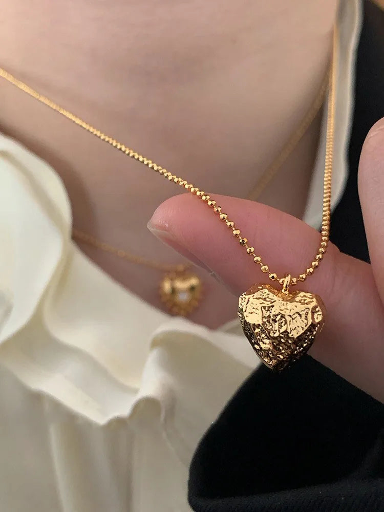 Aurum Goldene Retro Herz Halskette