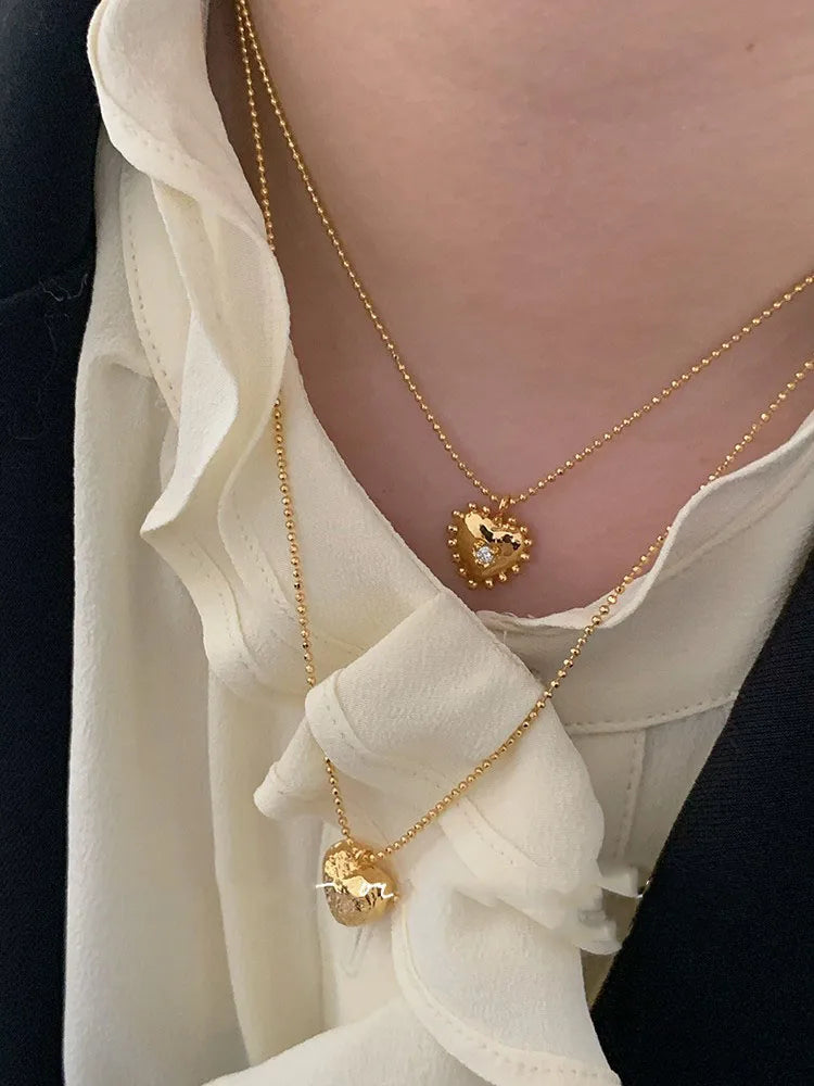 Aurum Goldene Retro Herz Halskette