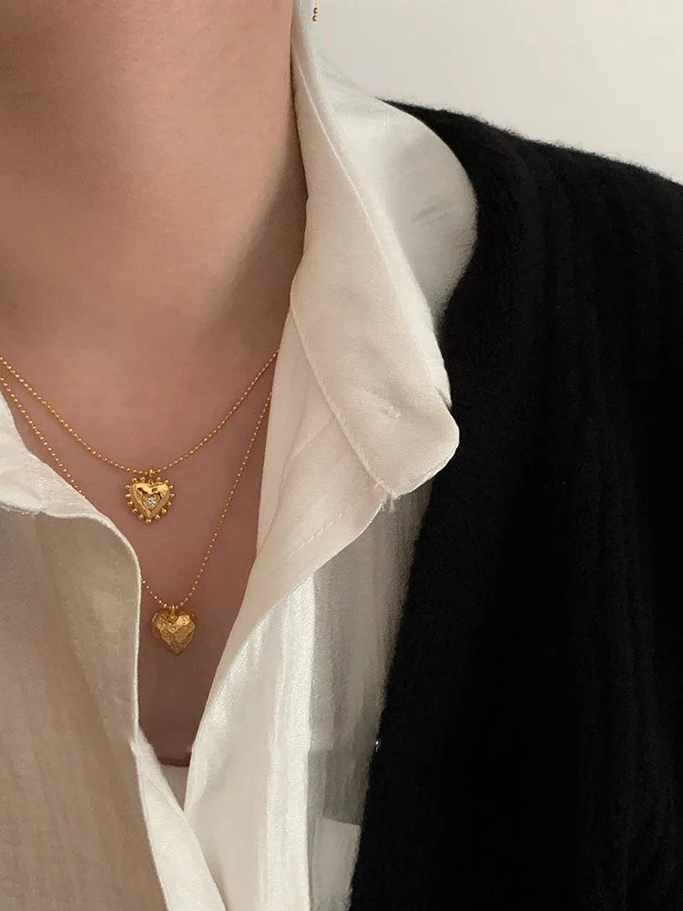 Aurum Goldene Retro Herz Halskette