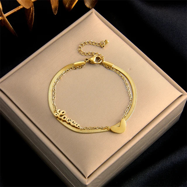 Liefde in Staal Dubbel Laagse Armbanden