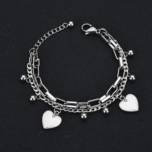 Liefde in Staal Dubbel Laagse Armbanden