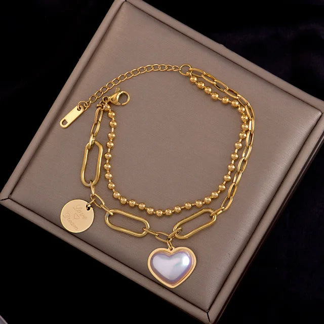 Liefde in Staal Dubbel Laagse Armbanden