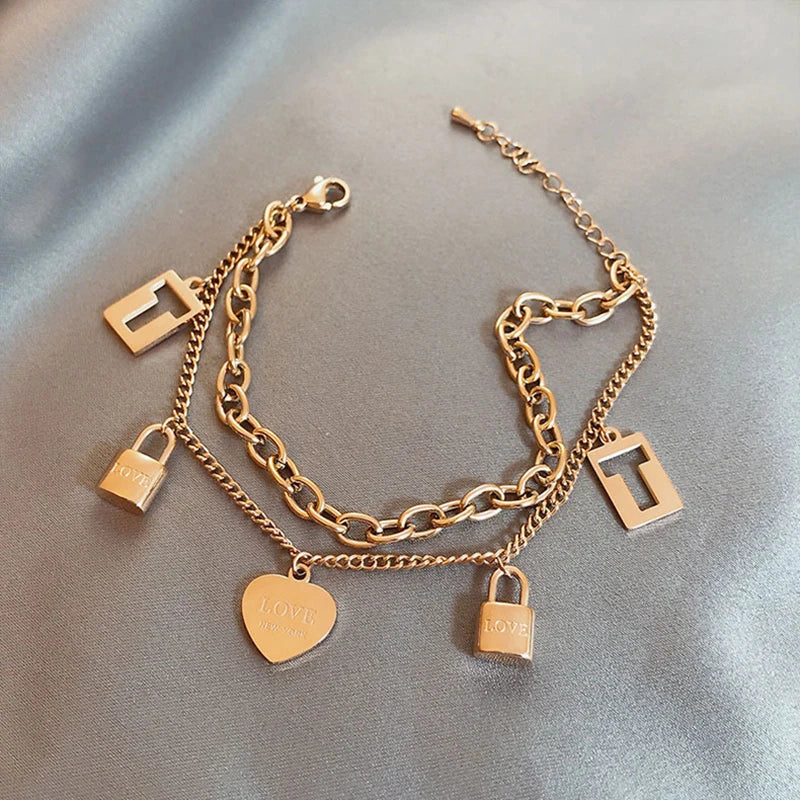 Liefde in Staal Dubbel Laagse Armbanden
