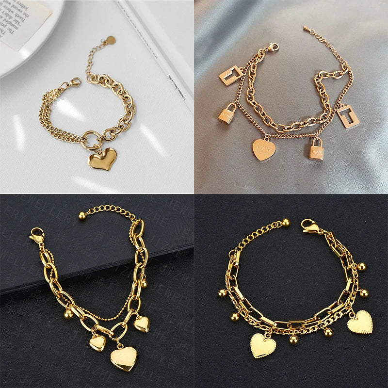 Liefde in Staal Dubbel Laagse Armbanden