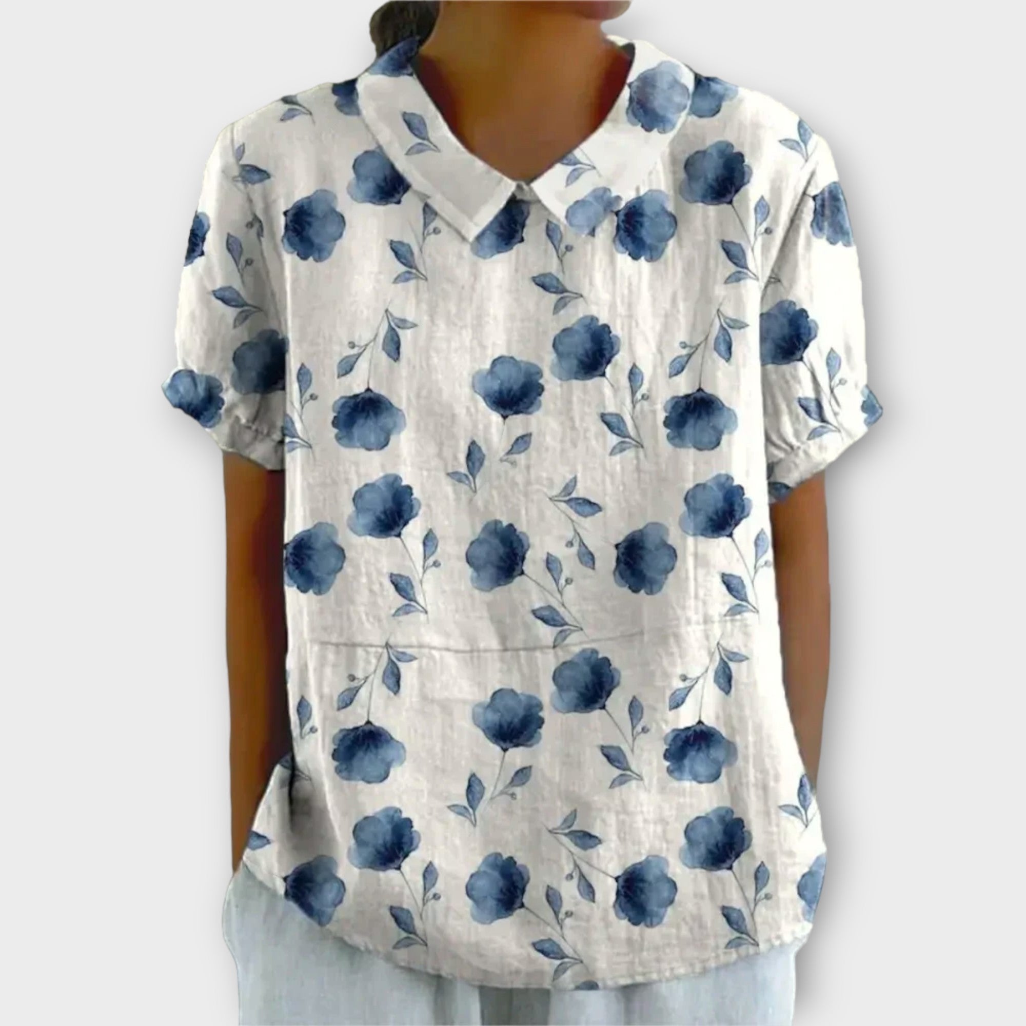 Michelle | Floral Elegance Zomerblouse met Korte Mouwen