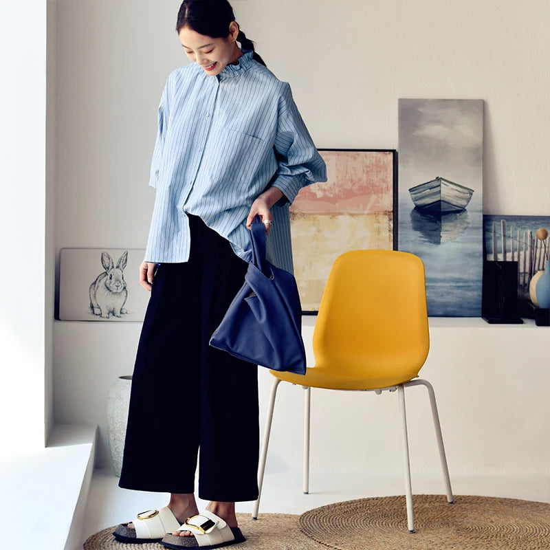 Elara C7070c Gestreifte Asymmetrische Bluse