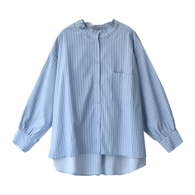 Elara C7070c Gestreifte Asymmetrische Bluse