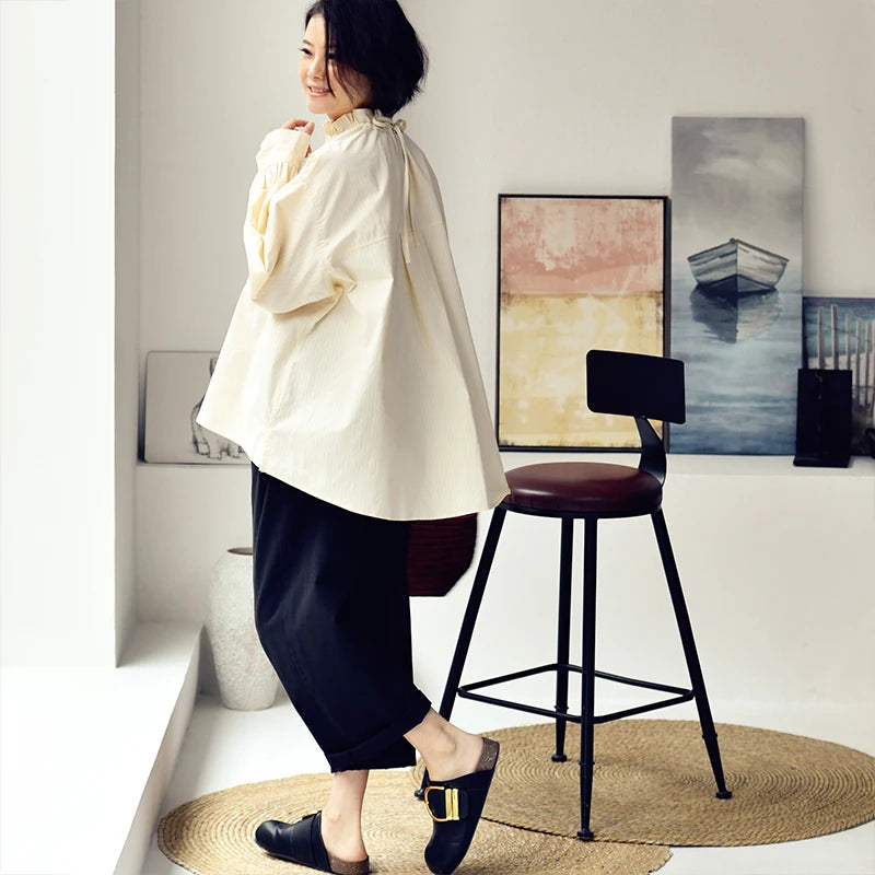 Elara C7070c Gestreifte Asymmetrische Bluse