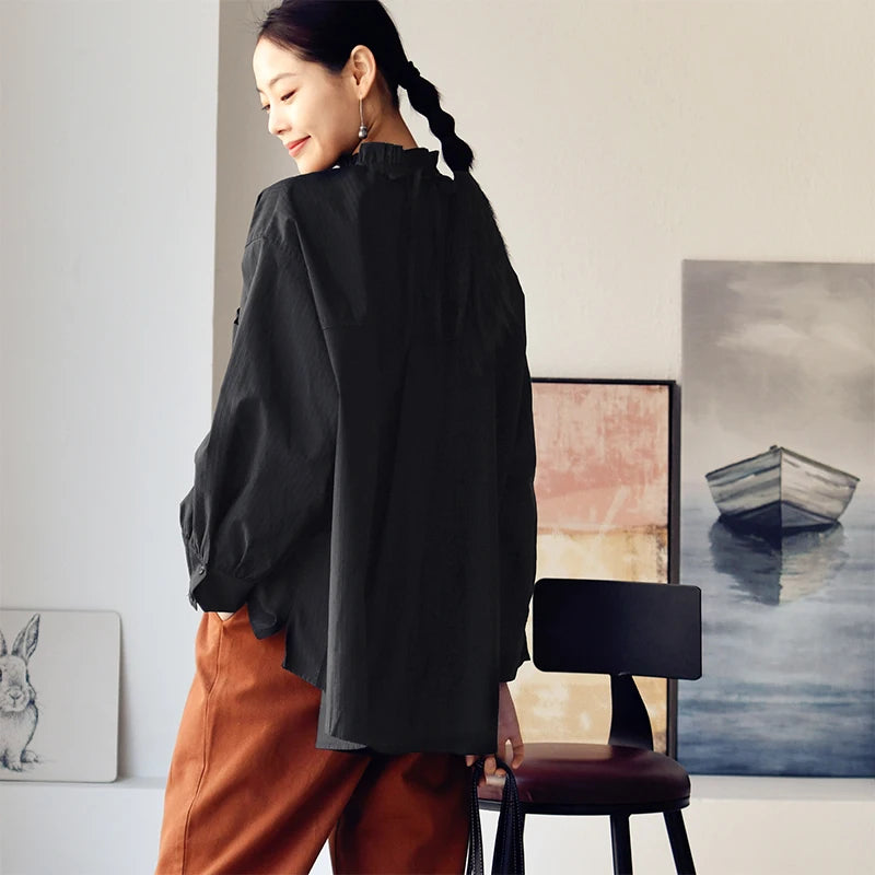 Elara C7070c Gestreifte Asymmetrische Bluse