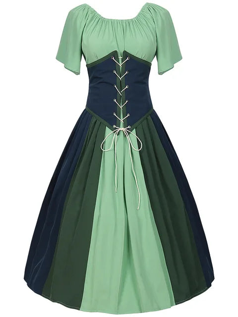 Glorreiches Renaissance Kleid Damen Mittelalterliche Gotische Lange Maxi Retro Kleid Viktorianische Schnürung Party Ballkleid