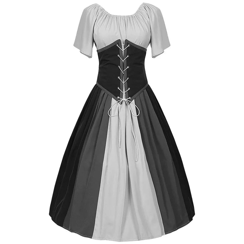 Glorreiches Renaissance Kleid Damen Mittelalterliche Gotische Lange Maxi Retro Kleid Viktorianische Schnürung Party Ballkleid