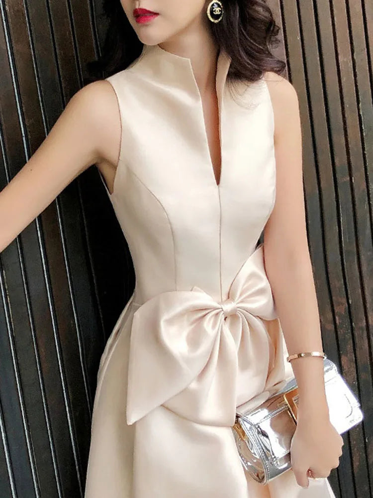 Elegante Mouwloze Midi-Rok Jurk voor Formele Gelegenheden