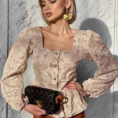 Elegante Jacquard Blouse van Femme Élégante