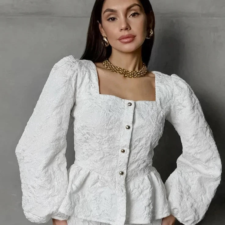 Elegante Blusa Jacquard da Donna Elegante