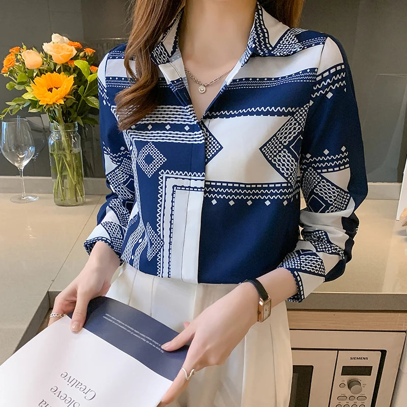 Elegante bedruckte Bluse für Frühling und Herbst