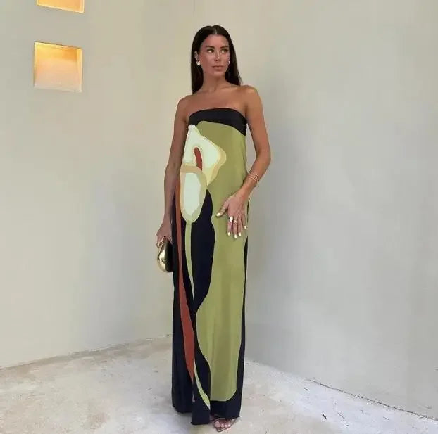 Nova Flowers Strapless Long Dress
