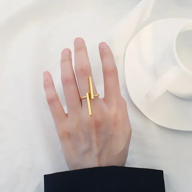 Mode Simple Style Long Strip Geometric Open Ring